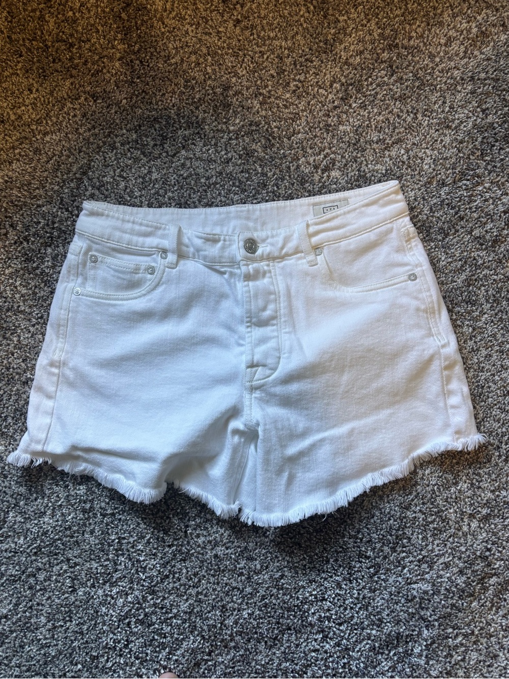 AYR white denim shorts